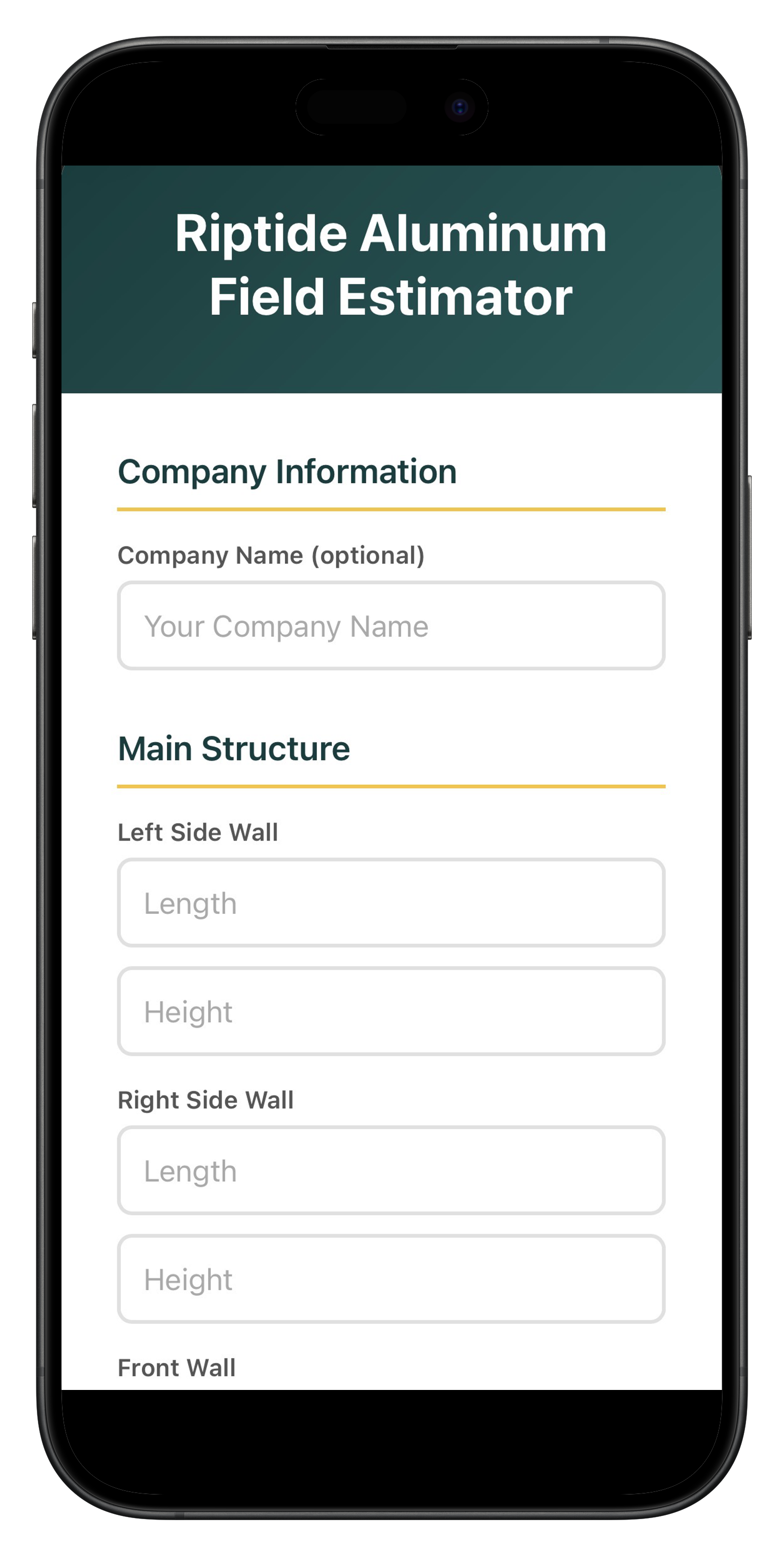 Riptide Aluminum Field Estimator