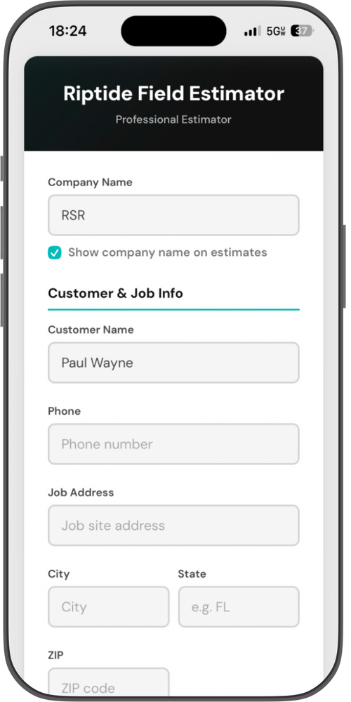 Riptide Aluminum Field Estimator - Commercial